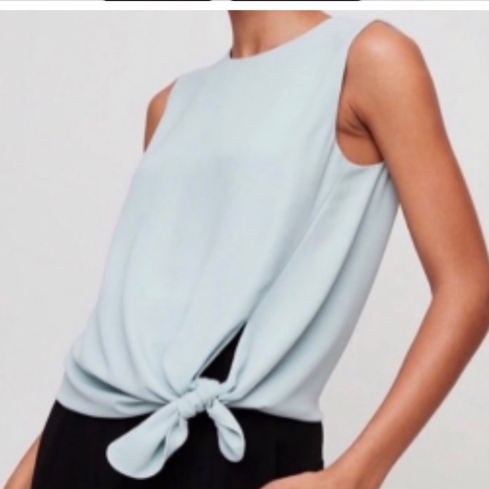 Aritzia Babaton Pale Blue Hopkins Sleeveless Tie Blouse Size Small - Picture 1 of 12